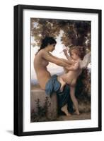 A Young Girl Defending Herself Against Eros-William Adolphe Bouguereau-Framed Art Print