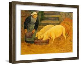 A Young Girl Feeding Two Pigs, 1889-Serusier-Framed Giclee Print