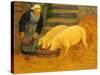 A Young Girl Feeding Two Pigs, 1889-Serusier-Stretched Canvas