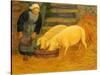 A Young Girl Feeding Two Pigs, 1889-Serusier-Stretched Canvas