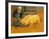 A Young Girl Feeding Two Pigs-Paul Serusier-Framed Giclee Print