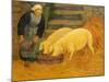 A Young Girl Feeding Two Pigs-Paul Serusier-Mounted Giclee Print