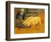 A Young Girl Feeding Two Pigs-Paul Serusier-Framed Giclee Print