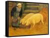 A Young Girl Feeding Two Pigs-Paul Serusier-Framed Stretched Canvas