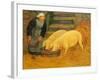 A Young Girl Feeding Two Pigs-Paul Serusier-Framed Giclee Print