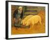 A Young Girl Feeding Two Pigs-Paul Serusier-Framed Giclee Print