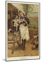 A Young Girl Holding a Cat in Her Arms Alongside a Dog-Edward Killingworth Johnson-Mounted Giclee Print