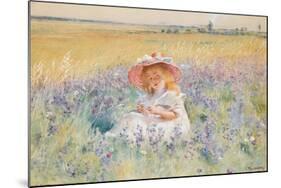 A Young Girl in a Field of Salvia, Oxeye Daisies and Meadow Foxtail, (W/C, Gouache)-Konstantin Egorovich Makovsky-Mounted Giclee Print