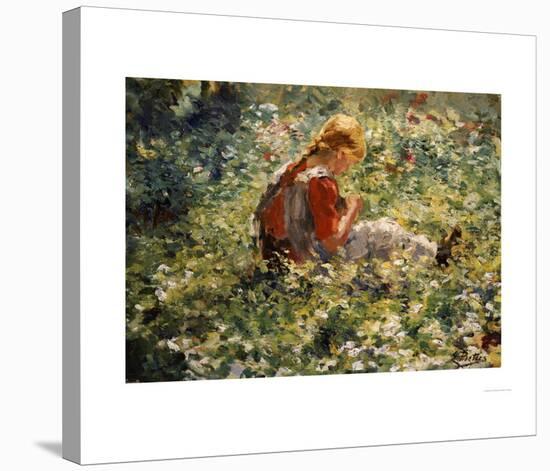 A Young Girl in a Flower Garden-Evert Pieters-Stretched Canvas