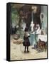 A Young Girl in the Jardins Des Champs Elysees-Victor Gilbert-Framed Stretched Canvas