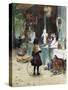 A Young Girl in the Jardins Des Champs Elysees-Victor Gilbert-Stretched Canvas