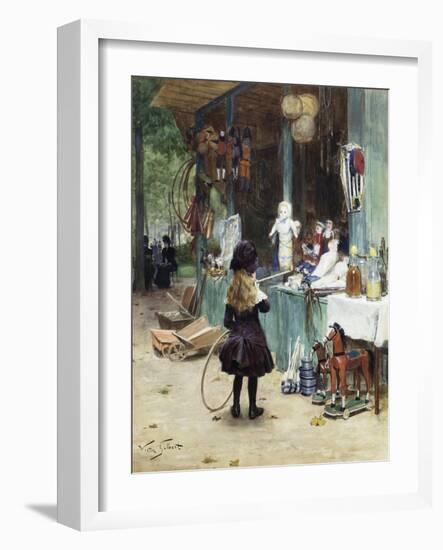 A Young Girl in the Jardins Des Champs Elysees-Victor Gilbert-Framed Giclee Print