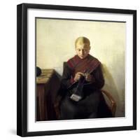 A Young Girl Knitting, Maren Brens, 1887-Michael Peter Ancher-Framed Giclee Print