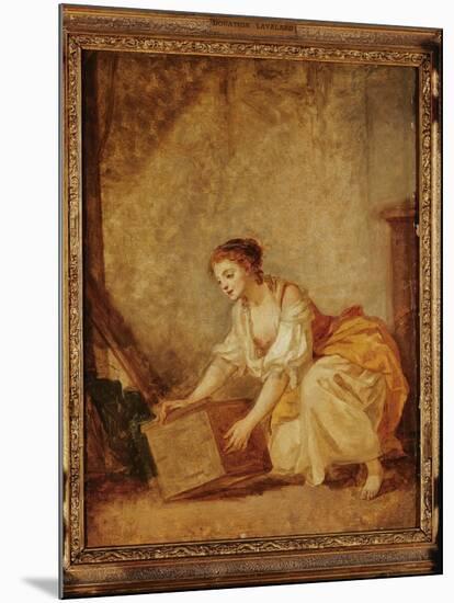 A Young Girl Lifting a Chest-Jean-Baptiste Greuze-Mounted Giclee Print