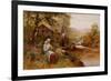 A Young Girl Picking Spring Flowers-John Brett-Framed Giclee Print