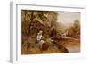 A Young Girl Picking Spring Flowers-John Brett-Framed Giclee Print