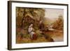 A Young Girl Picking Spring Flowers-John Brett-Framed Giclee Print