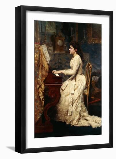 A Young Girl Playing a Piano, 1891-Charles Edouard De Beaumont-Framed Giclee Print