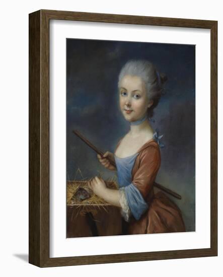 A Young Girl Playing with Her Pet Hamster-Louis Vigee-Framed Giclee Print