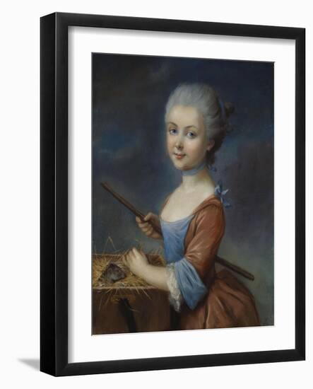 A Young Girl Playing with Her Pet Hamster-Louis Vigee-Framed Giclee Print