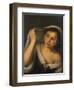 A Young Girl Raising Her Veil Half Length Wearing a Green, Laced Bodice over a White Shirt-Bartolome Esteban Murillo-Framed Giclee Print