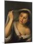 A Young Girl Raising Her Veil Half Length Wearing a Green, Laced Bodice over a White Shirt-Bartolome Esteban Murillo-Mounted Giclee Print