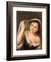 A Young Girl Raising Her Veil-Bartolome Esteban Murillo-Framed Giclee Print