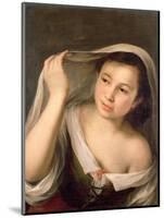 A Young Girl Raising Her Veil-Bartolome Esteban Murillo-Mounted Giclee Print