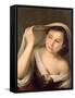 A Young Girl Raising Her Veil-Bartolome Esteban Murillo-Framed Stretched Canvas