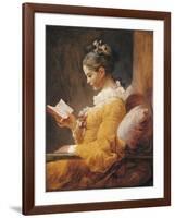 A Young Girl Reading-Jean-Honoré Fragonard-Framed Art Print