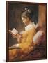 A Young Girl Reading-Jean-Honoré Fragonard-Framed Art Print