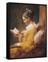 A Young Girl Reading-Jean-Honoré Fragonard-Framed Stretched Canvas