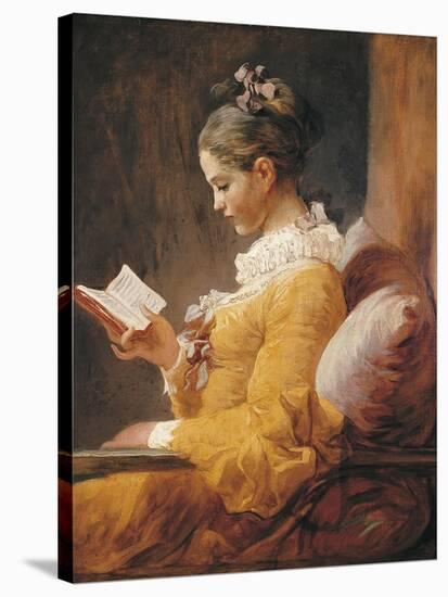 A Young Girl Reading-Jean-Honoré Fragonard-Stretched Canvas