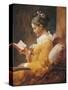 A Young Girl Reading-Jean-Honoré Fragonard-Stretched Canvas