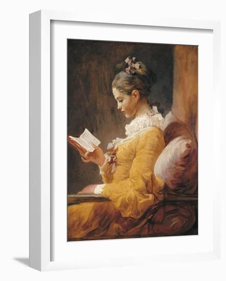 A Young Girl Reading-Jean-Honoré Fragonard-Framed Art Print