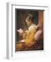 A Young Girl Reading-Jean-Honoré Fragonard-Framed Art Print