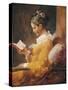 A Young Girl Reading-Jean-Honoré Fragonard-Stretched Canvas