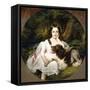 A Young Girl Resting in a Landscape with Her Dog-Frederich August Kaulbach-Framed Stretched Canvas