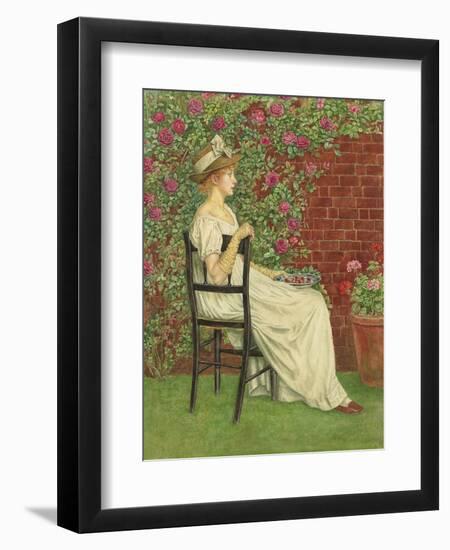 A Young Girl Seated in a Chair, a Bowl of Cherries in Her Hand, (Pencil and W/C on Paper)-Kate Greenaway-Framed Premium Giclee Print