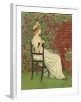 A Young Girl Seated in a Chair, a Bowl of Cherries in Her Hand, (Pencil and W/C on Paper)-Kate Greenaway-Framed Giclee Print