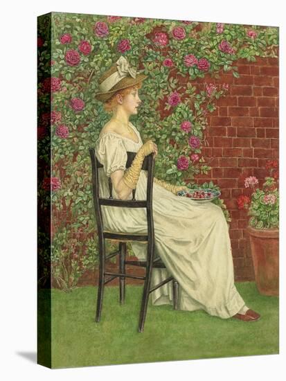 A Young Girl Seated in a Chair, a Bowl of Cherries in Her Hand, (Pencil and W/C on Paper)-Kate Greenaway-Stretched Canvas