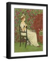 A Young Girl Seated in a Chair, a Bowl of Cherries in Her Hand, (Pencil and W/C on Paper)-Kate Greenaway-Framed Giclee Print
