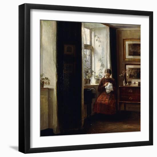 A Young Girl Sewing-Carl Holsoe-Framed Giclee Print