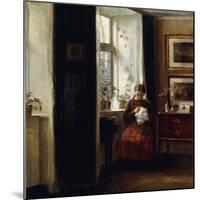 A Young Girl Sewing-Carl Holsoe-Mounted Giclee Print