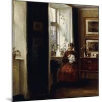 A Young Girl Sewing-Carl Holsoe-Mounted Giclee Print