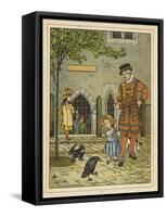 A Young Girl Stands Nervously Beside a Yeoman of the Guard-Thomas Crane-Framed Stretched Canvas