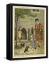 A Young Girl Stands Nervously Beside a Yeoman of the Guard-Thomas Crane-Framed Stretched Canvas