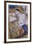 A Young Girl Stretched Out and Looking at an Album-Edgar Degas-Framed Premium Giclee Print