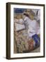 A Young Girl Stretched Out and Looking at an Album-Edgar Degas-Framed Premium Giclee Print