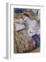 A Young Girl Stretched Out and Looking at an Album-Edgar Degas-Framed Premium Giclee Print